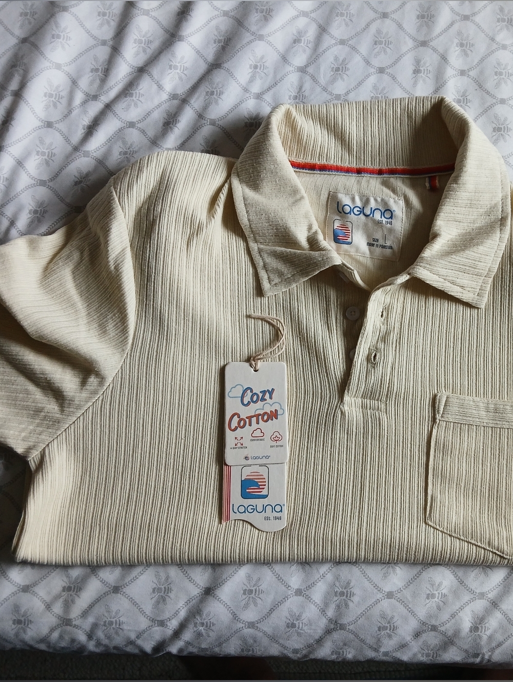 Men’s Cozy Cotton Polo Shirt — Cream
